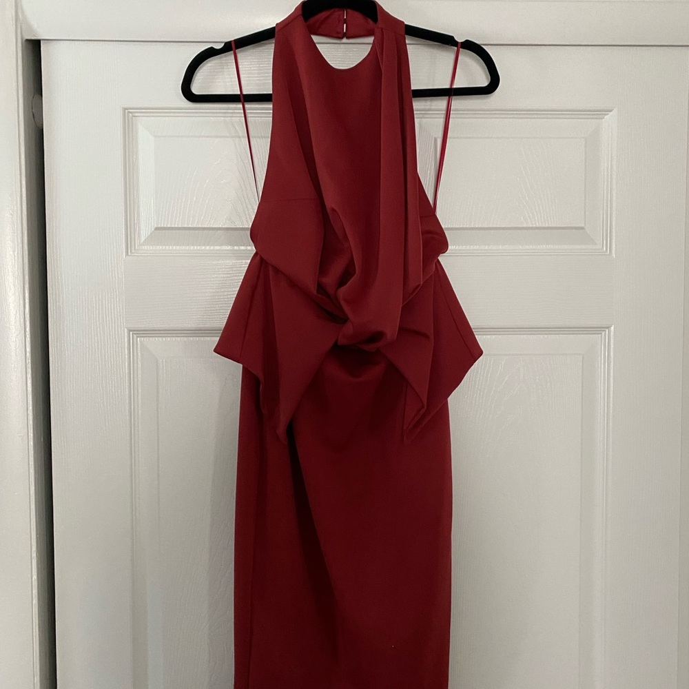 ASOS Midi Open Back Halter Dress Burgundy size 8